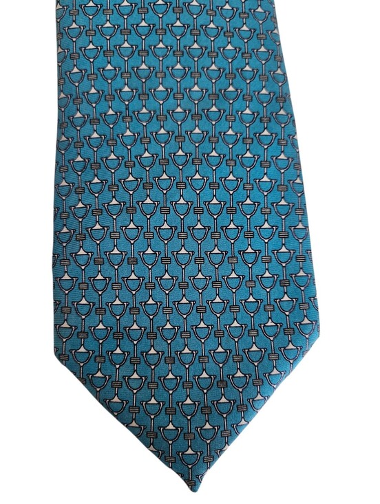 Brooks Brothers Other - BROOKS BROTHERS Teal Blue Pink Equestrian Horse Bit Print Silk Tie
